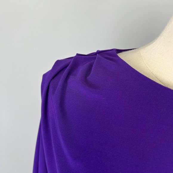 Badgley Mischka Mark James Womens Purple Dolman Sleeve Dress Belted size Small - Picture 4 of 13